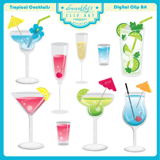 Tropical Drink Clipart Set For Summer Party Themes By Dreamloft