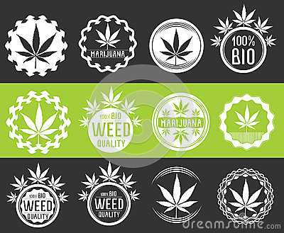 Cannabis And Marijuana Product Symbol Stamps Stock Illustration