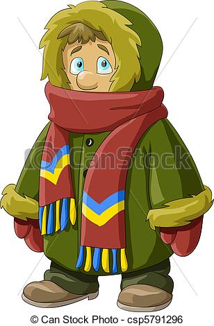 Clip Art Vector Of Fur Coat   A Boy In A Fur Coat Vector Csp5791296    