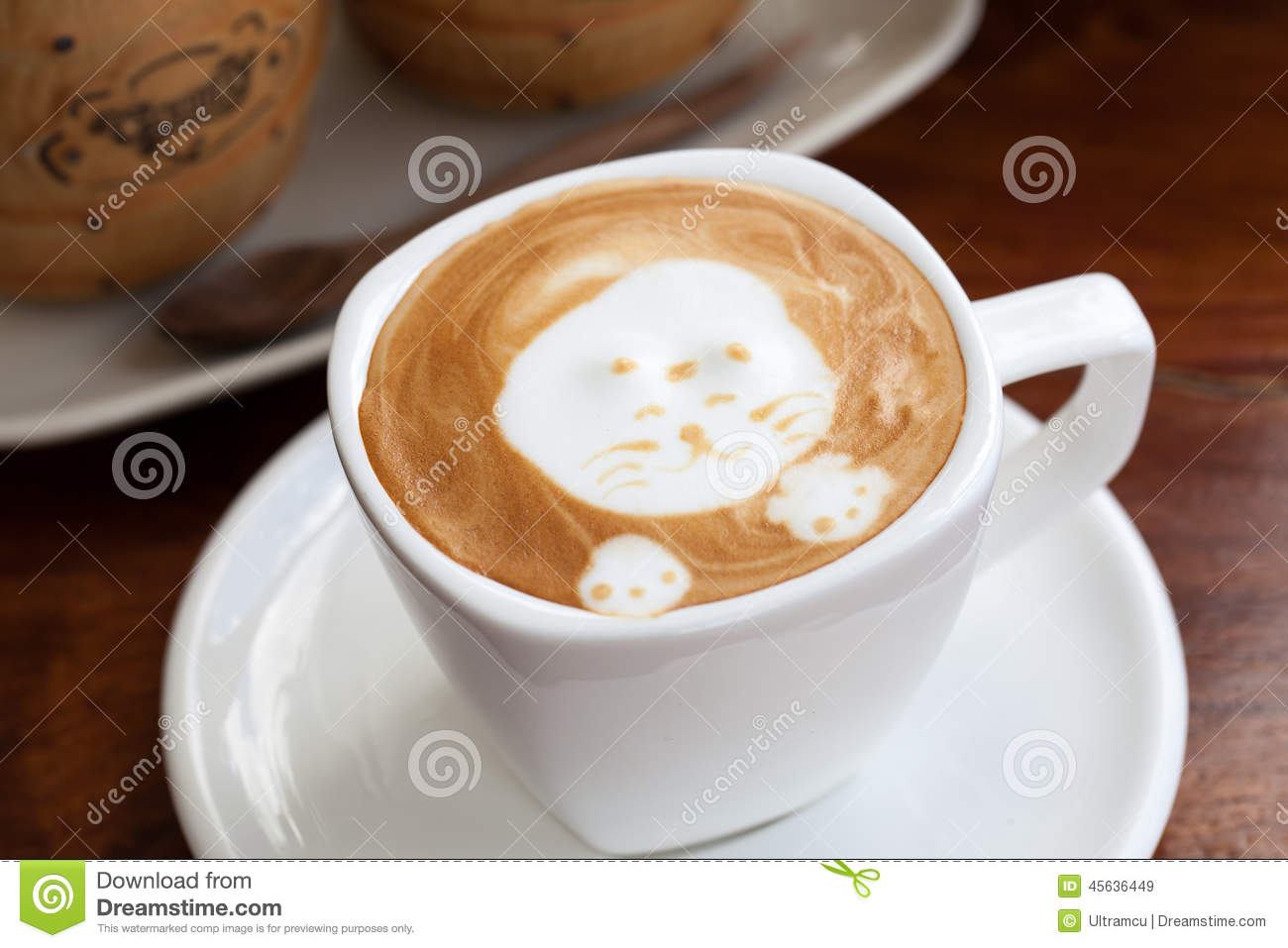 Cup Of Latte Art Coffee Stock Photo   Image  45636449