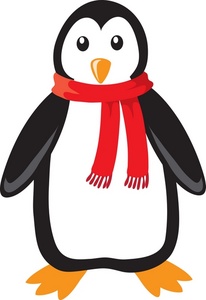 Cute Little Black And White Penguin With The Red Scarf Dressed For