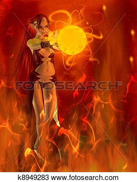 Drawing Of Fire Elf Practising A Fire Spell K8949283   Search Clipart