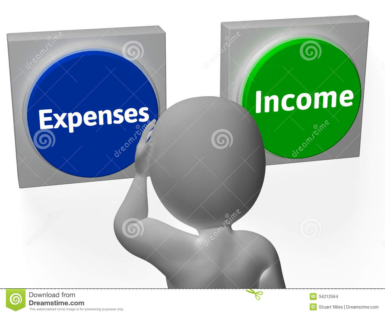 Expenses Income Buttons Show Payments Or Receivables Stock Images