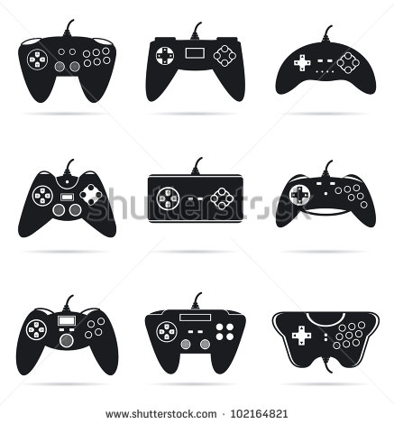 For Different Game Consoles Controllers And Joysticks    Stock Vector