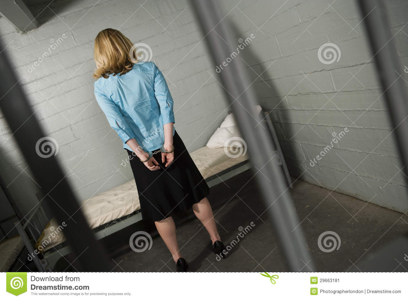 Handcuffed Criminal Behind Bars In Jail Stock Image   Image  29663181