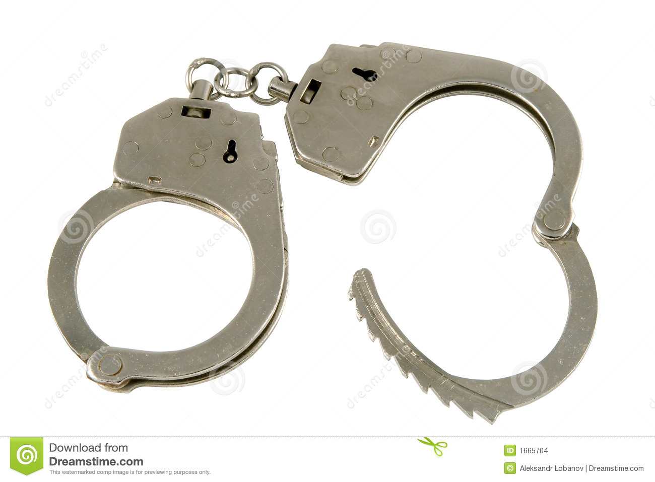 Handcuffs With One Side Open Isolated On White Background  Clipping    