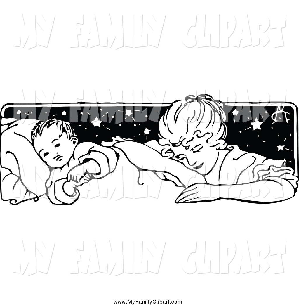 Larger Preview  Clip Art Of A Black And White Mother Tucking Her Baby    