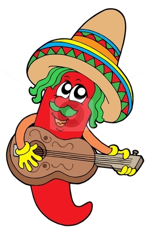 Mexican Chilli Guitar Player Stock Vector Clipart Mexican Chilli