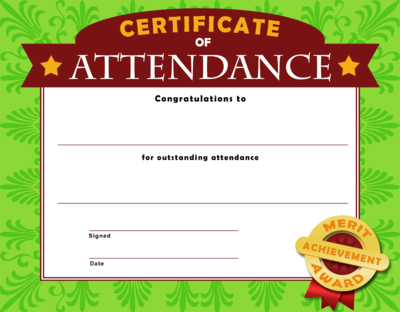 Perfect Attendance Certificate Clip Art