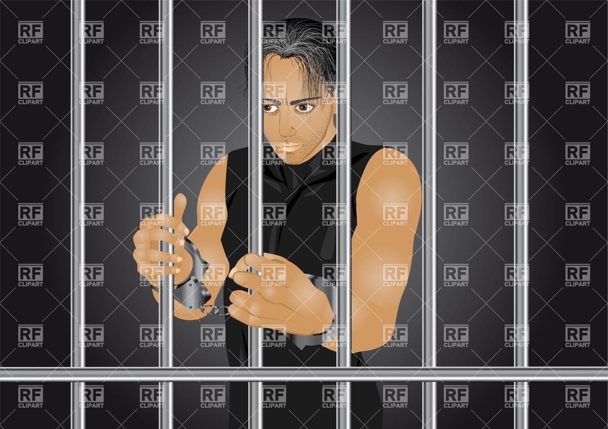 Prisoner   Young Man In Jail In Handcuffs Vector