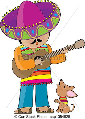 Stock Illustration Of Little Mexico   A Mexican Man Playing Guitar And