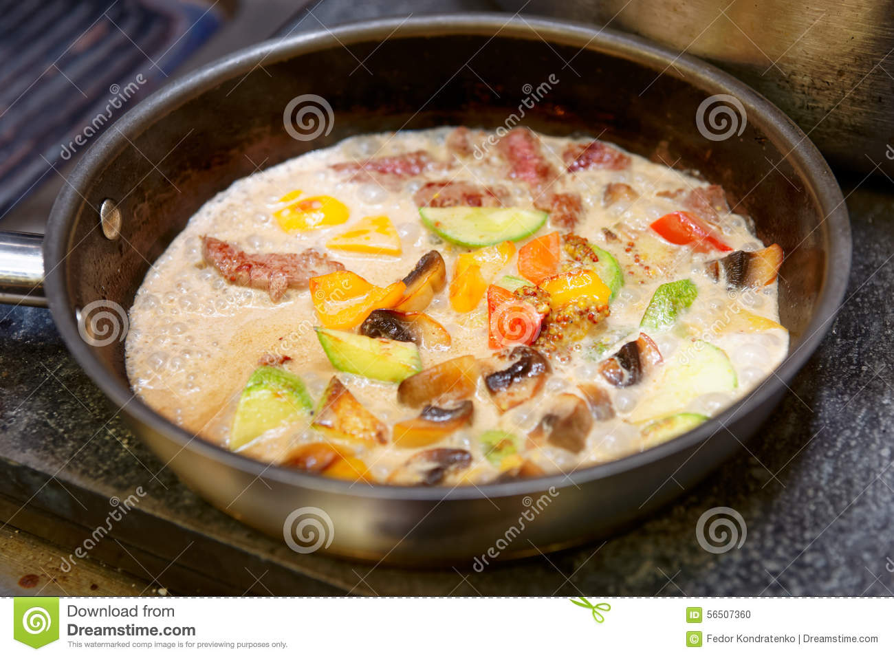 Stock Photo  Meat And Vegetables Cooked In Cream