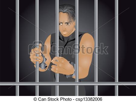 Vector Clipart Of Prisoner Young Man In Jail In Handcuffs Csp13382006    