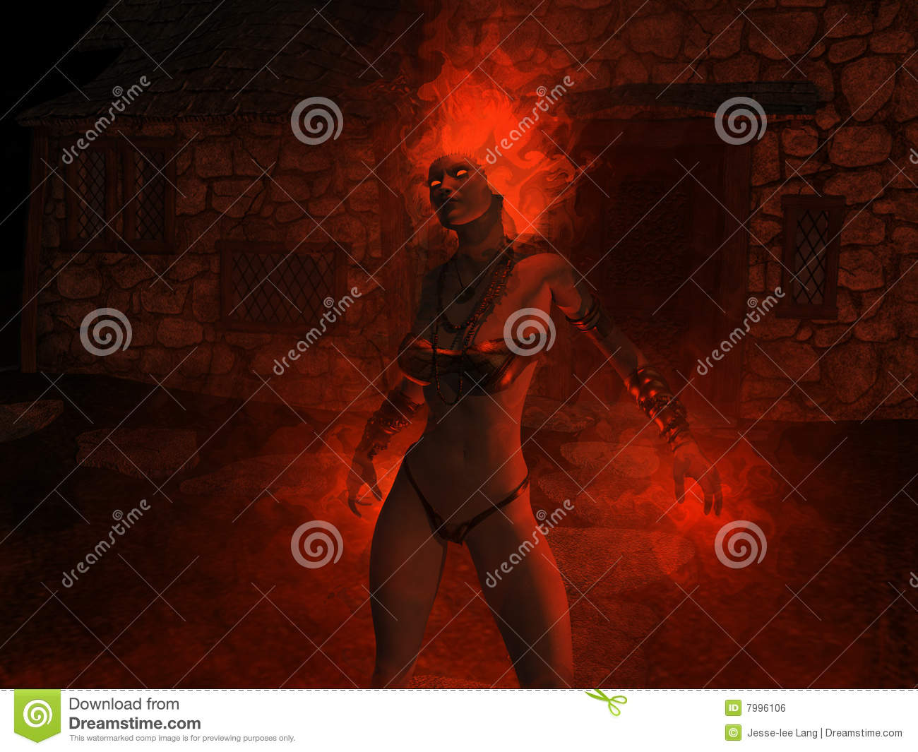 Wizard Woman Castin Fire Spells Royalty Free Stock Image   Image