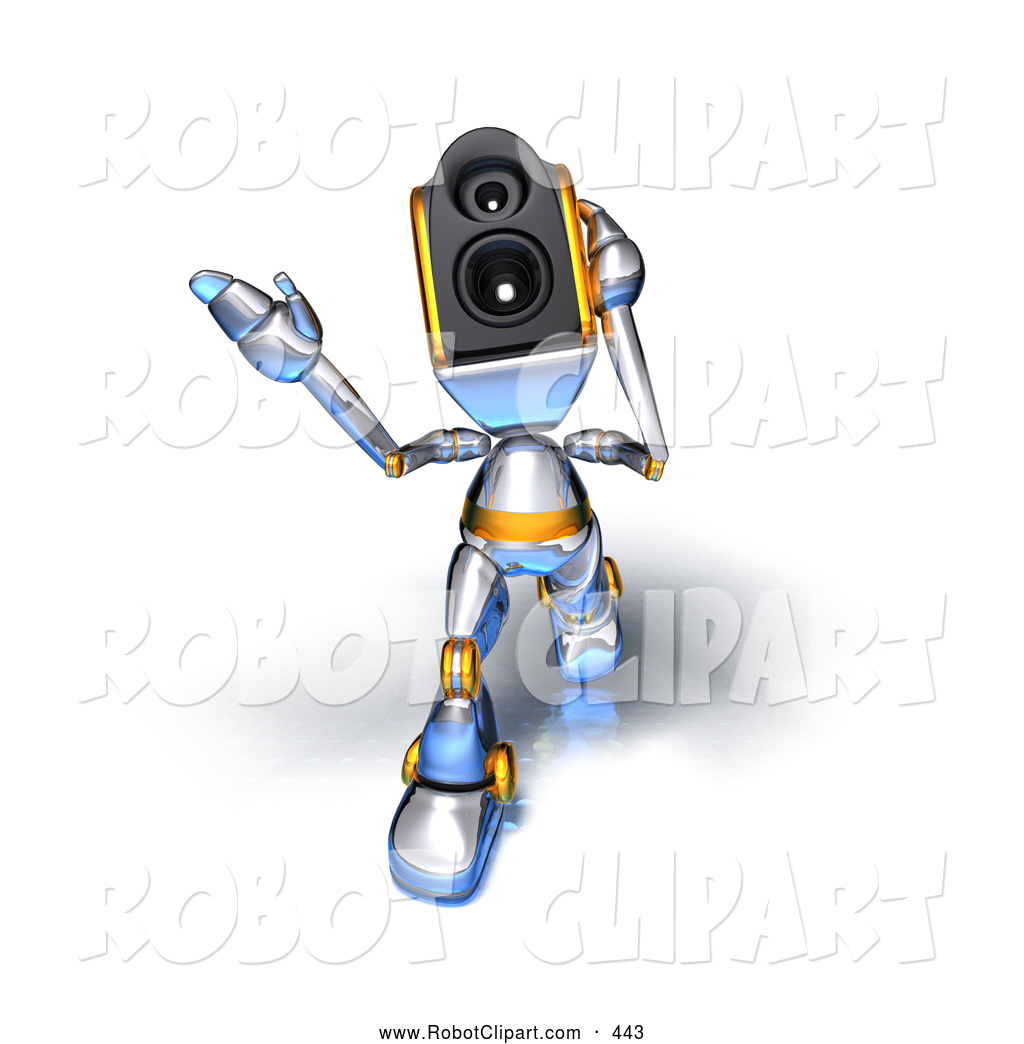 3d Clipart Of A Cool 3d Speaker Robot Character Walking Forward And    