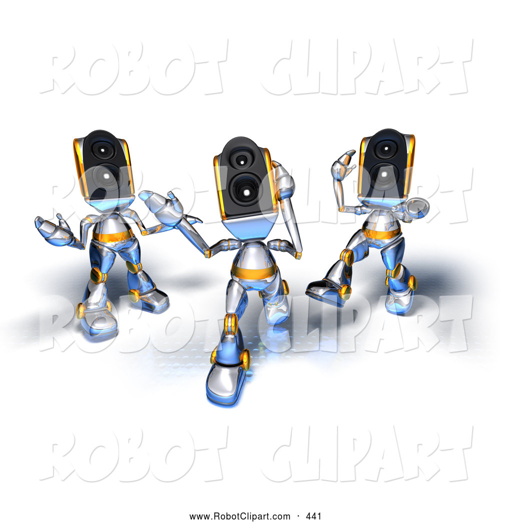 3d Clipart Of A Three 3d Speaker Robot Characters Dancing At A Club By    