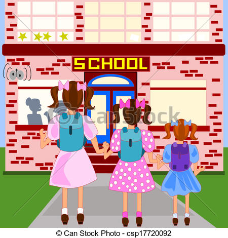 Arrive At School Clipart Vector   First Day Of School