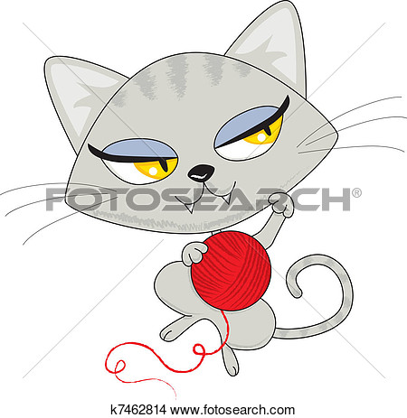 Cat With Yarn Clipart Drawing   Cat Playing