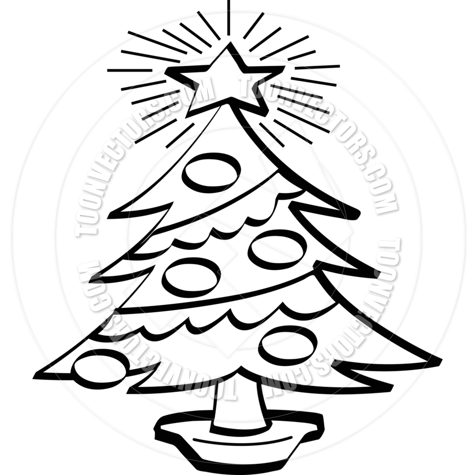 Clip Art Christmas Tree Black And White Toonvectors 44793 940 Jpg