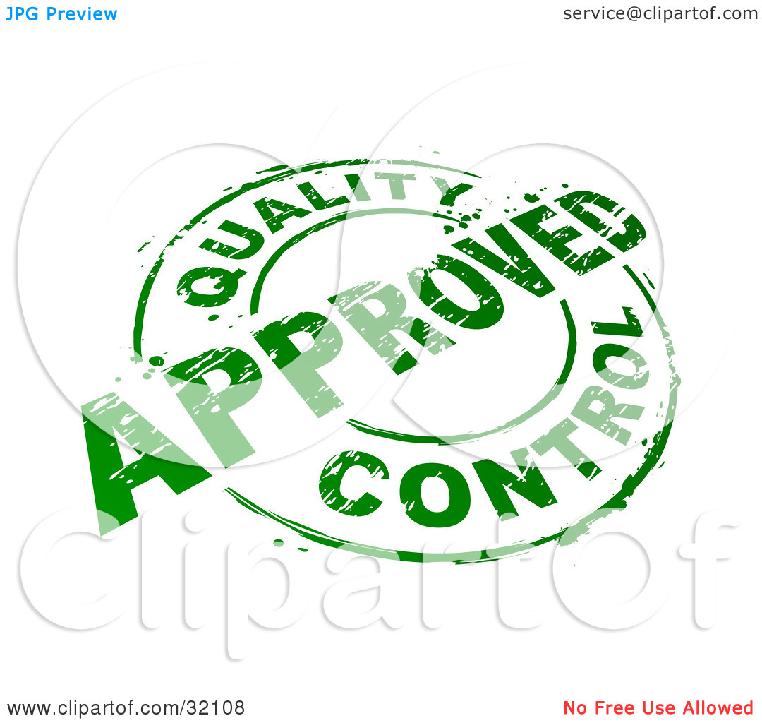 Clipart Illustration Of A Green Circular Stamp With Quality Control