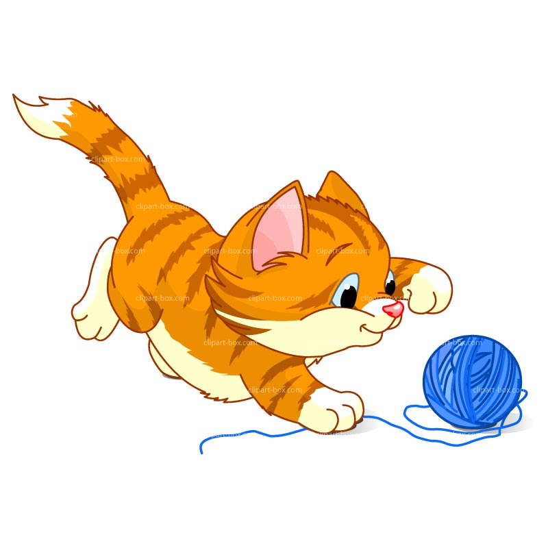 Clipart Kitten Playing With Wool Ball   Royalty Free Vector Design