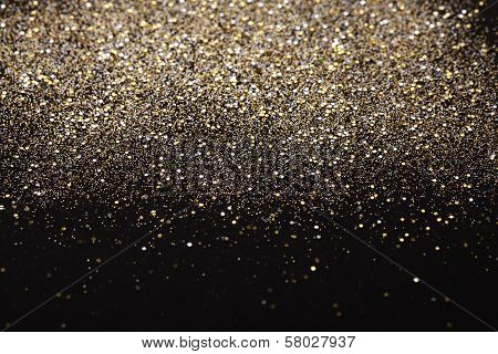 Gold Silver Glitter Abstract Background Isolated Black Image    