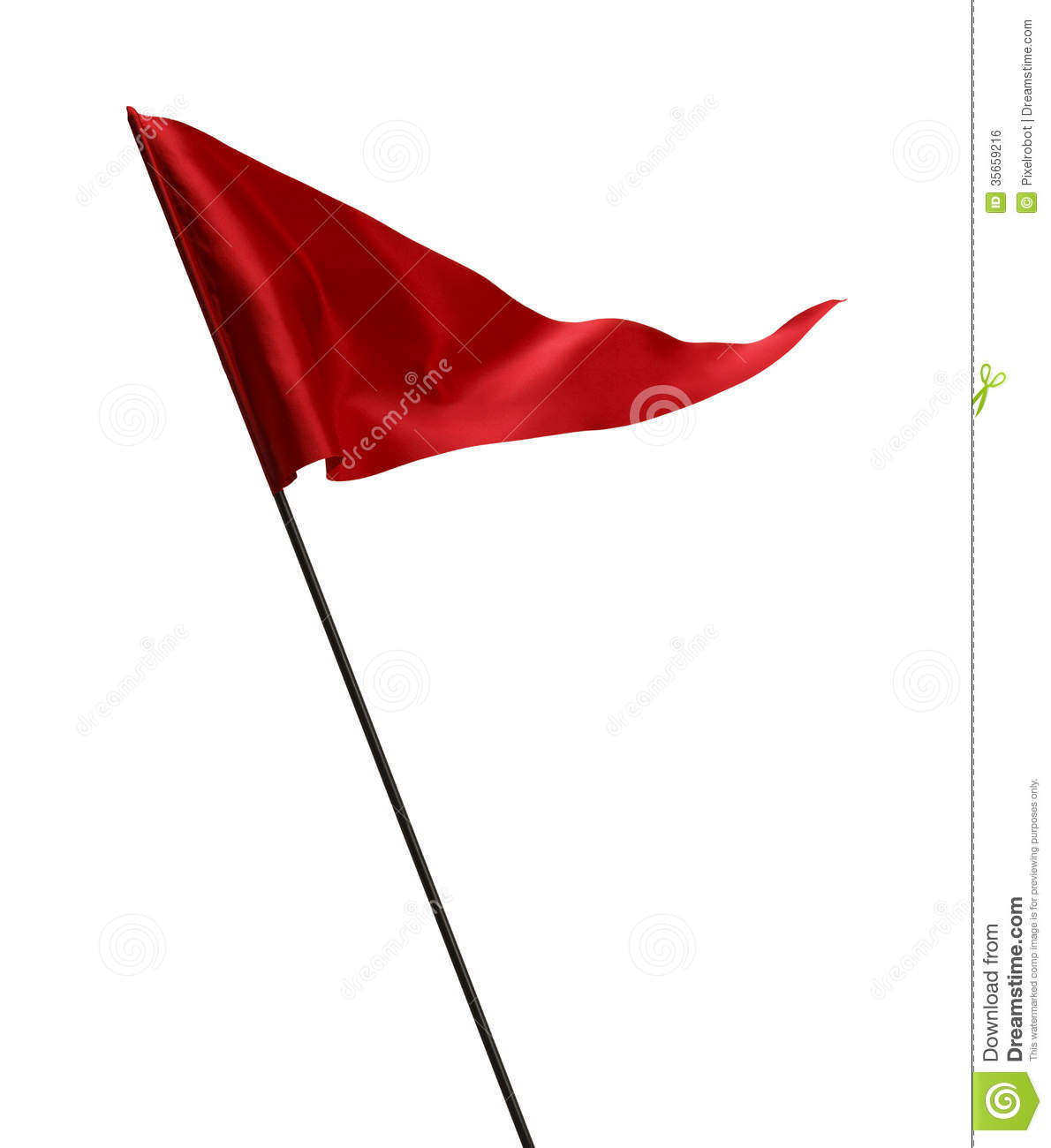 Golf Flag Clip Art Waving Red Golf Flag Wind Pole Isolated White