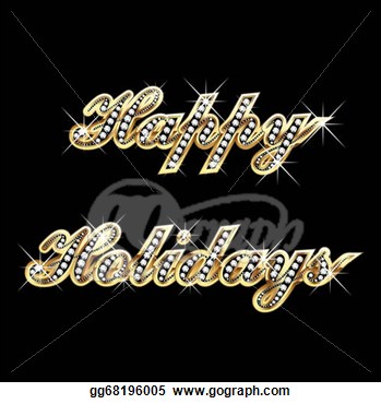Happy Holidays Gold Bling Bling   Stock Art Illustrations Gg68196005