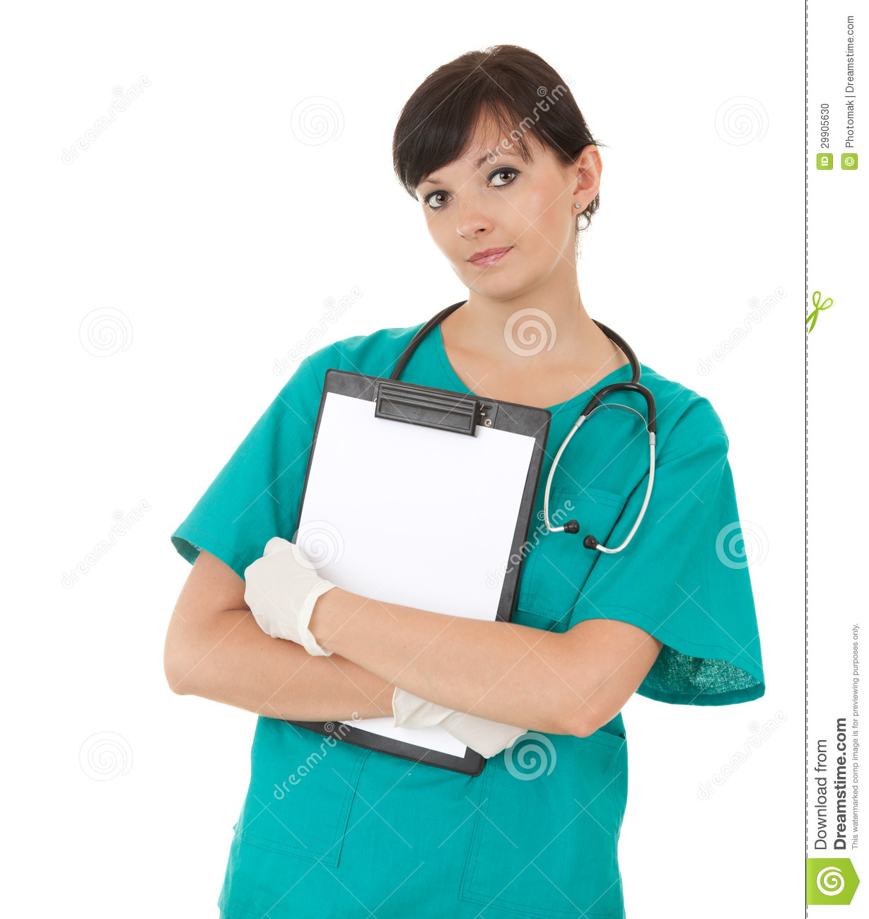 Health Care Worker Woman Keeping Blank Clipboard Stock Photo   Image