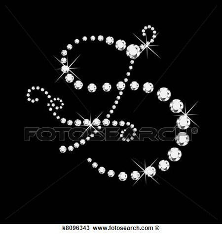 Letter With Diamonds Bling Stars  Fotosearch   Search Clipart