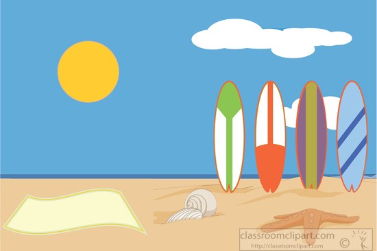 Surfing Clipart   Surfboards Lined Up On Sand At Beach Clipart 1712    