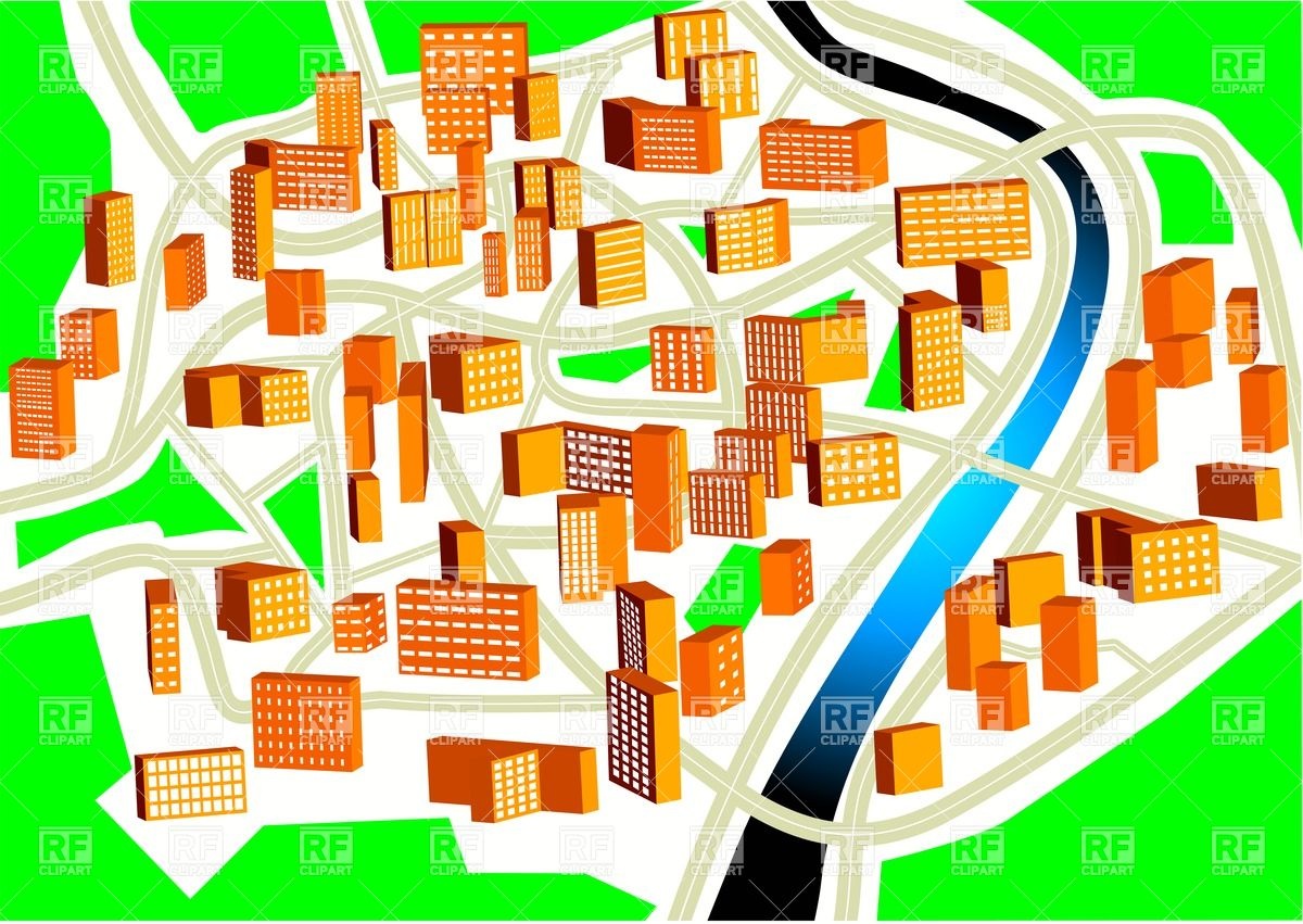 Abstract Town Plan With Buildings And Roads Download Royalty Free    