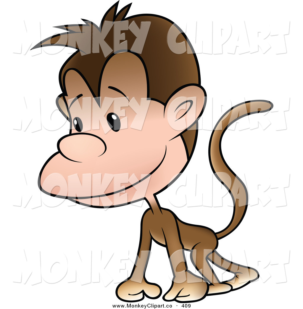 Brown Monkey Walking On All Fours Monkey Clip Art Dero