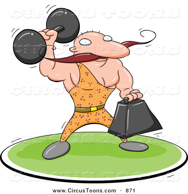 Circus Clipart Of A Strong Man Lifting Two Different Weights By Jtoons