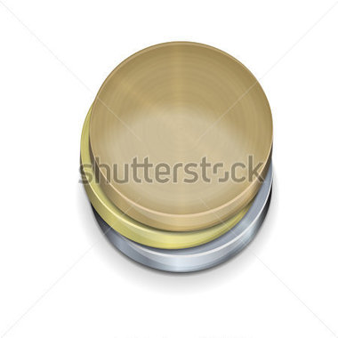 Coins Stacked On White Background Without Par Value  Silver Gold