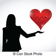 Female And Red Lifeline Heart Illustration Design Stock Illustrations