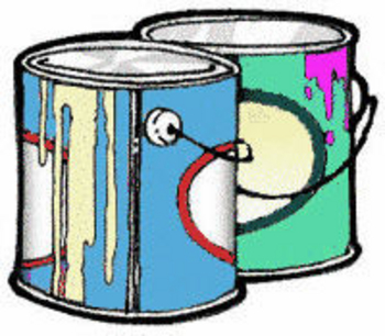 Free Clipart Picture Of Two Cans Of House Paint With Drips Down The