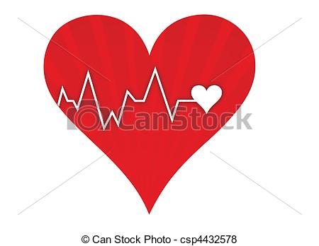 Graph From A Heart Beat And A Heart Isolated Over A White Background