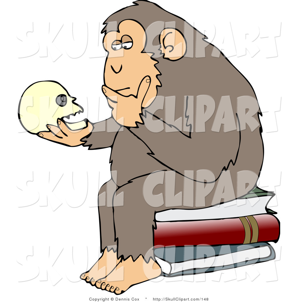 Larger Preview  Vector Clip Art Of A Wise Monkey Holding And Gazing At