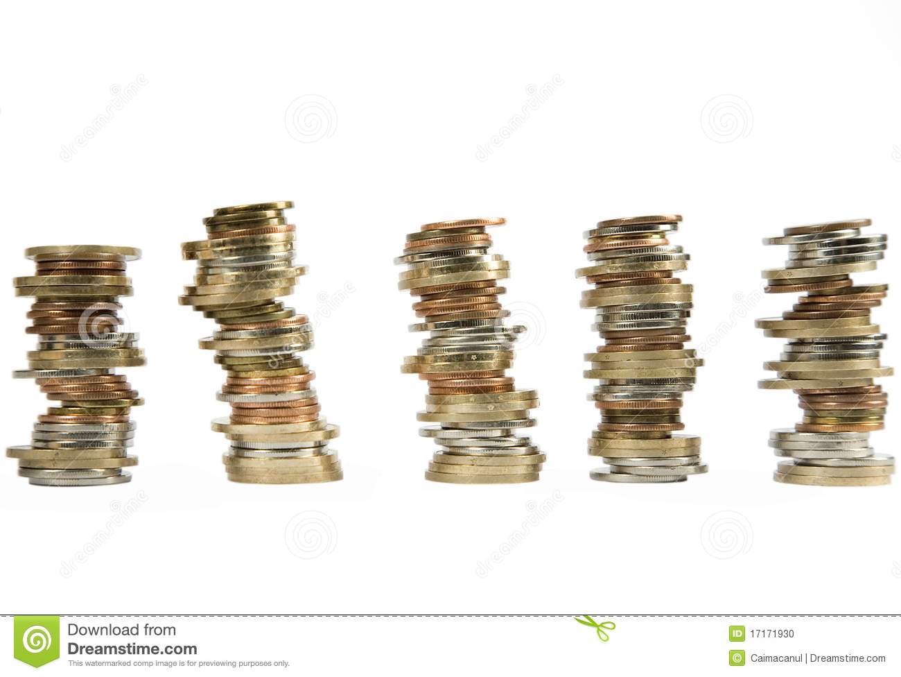 Money Coins Stacked Up Stock Photo   Image  17171930