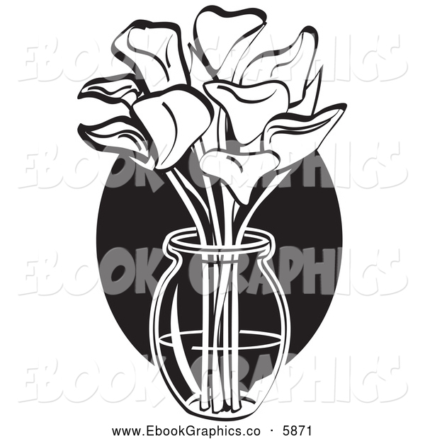 Of Cream Calla Lilies In A Clear Glass Vase Over A Blue Oval On Easter