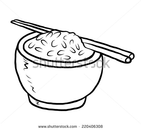 Of Rice And Chopsticks Cartoon Vector And Illustration Black And White