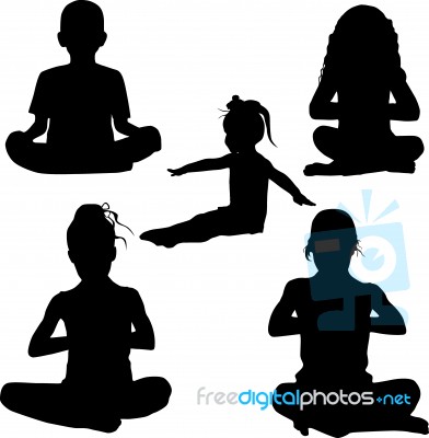 Silhouette Child Doing Meditation Stock Image   Royalty Free Image Id