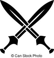 Stencil Of Crossed Swords Stock Illustration