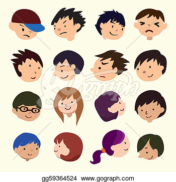 Stock Illustration   Cartoon Young People Face Icon  Clipart