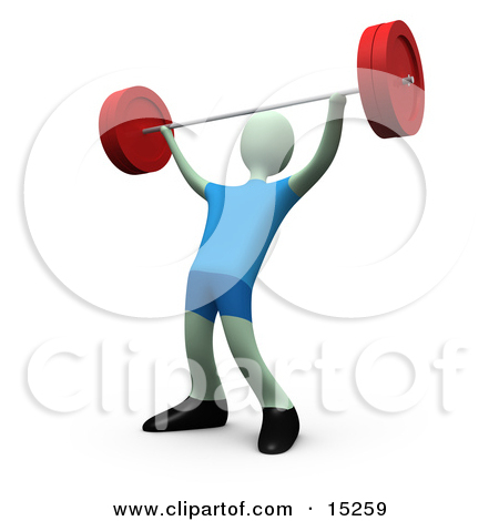 Strong Man Lifting Heavy Barbell Weights Above His Head In A Fitness