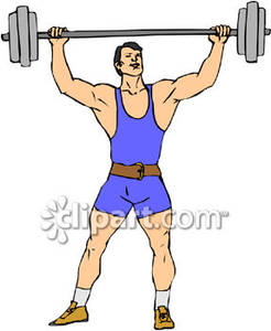 Strong Man Lifting Weights   Royalty Free Clipart Picture