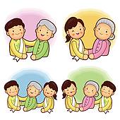 To Help The Elderly  A Family Character Design   Clipart Graphic