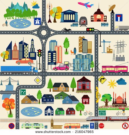 Town Map Clipart Modern City Map Elements For