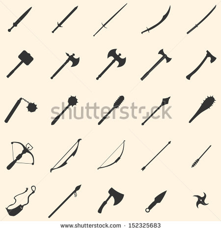 Vector Set Of 25 Medieval Weapon Icons   Stock Vector